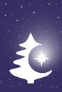 christmas tree with star for greeting card, vector illustration