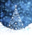 Christmas tree from stars on a blue background background
