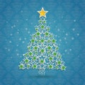 Christmas Tree Stars Blue Background Ornaments Royalty Free Stock Photo