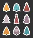 Christmas tree. Sticker Bookmark. Holiday party Royalty Free Stock Photo