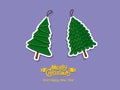 Christmas tree stickers. Merry Christmas and happy new year for