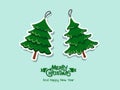 Christmas tree stickers. Merry Christmas and happy new year for