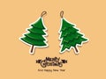 Christmas tree stickers. Merry Christmas and happy new year for Royalty Free Stock Photo