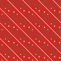 Christmas Tree striped seamless vector pattern background. Trees and diagonal stripes on red backdrop. Hand-drawn naive Royalty Free Stock Photo