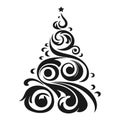 Christmas tree. stylized element. holiday monochrome sign isolated on white. vector illustration. Royalty Free Stock Photo