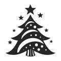 Christmas tree. stylized element. holiday monochrome sign isolated on white. vector illustration. Royalty Free Stock Photo