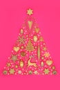 Christmas Tree Surreal Gold Bauble Decoration with Abstract Snow Royalty Free Stock Photo