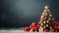 the christmas tree is surrounded by red presents and gold ornaments Royalty Free Stock Photo