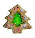 Christmas tree, sweet ginger bread with green caramel