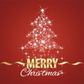Christmas tree symbol stardust red background