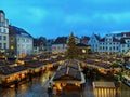 Christmas tree in Tallinn panorama in old town hall square best in Europe market holiday travel to Europe travel agency backgroun