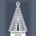 Christmas tree - a template for laser cutting. Design element for a Christmas and New Year, invitation or greeting card. Can be c Royalty Free Stock Photo