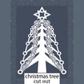 Christmas tree - a template for laser cutting. Design element for a Christmas and New Year, invitation or greeting card. Can be c Royalty Free Stock Photo