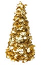 Christmas tree tensile golden isolated white background shining luster ornamental
