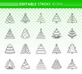 Christmas Tree simple black line icons vector set Royalty Free Stock Photo