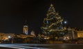 Christmas tree and time in Ceske Budejovice city Royalty Free Stock Photo