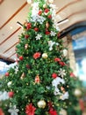 Christmas tree  with toy on green branches - image Royalty Free Stock Photo