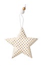 Christmas toy gold dotted in the star shape isolated on a white background.