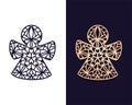 Christmas tree toy. Openwork angel carved stencil for cutting out of paper or on a plotter Royalty Free Stock Photo