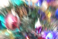 Christmas tree toys in blurred form for background, backdrop. abstraction