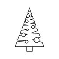 Christmas tree with toys icon, outline style