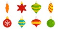 Christmas tree toys icon set, flat style Royalty Free Stock Photo