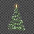 Christmas tree on transparent background. Green Christmas tree as symbol of Happy New Year, Merry Christmas holiday Royalty Free Stock Photo