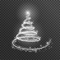 Christmas tree on transparent background. White light Christmas tree as symbol of Happy New Year, Merry Christmas Royalty Free Stock Photo