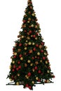 Christmas tree on transparent background with Yellow Red balls. Royalty Free Stock Photo