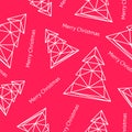 Christmas tree triangle shape seamless pattern backgrounds. Merry Christmas, Happy New Year wrapping paper template. Polygonal de