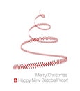 Christmas tree twisted in the form of lacing from a baseball. Vector 3d illustration on a white