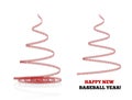 Christmas tree twisted in the form of lacing from a baseball. Vector 3d illustration on a white