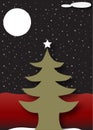 Christmas tree under a starry dark night sky Royalty Free Stock Photo