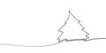 Christmas tree uneven with sloping top continuous one line drawing black and white vector minimalist line art illustration Royalty Free Stock Photo