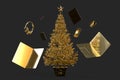Christmas tree with various modern gadgets and accessories. 3D rendering
