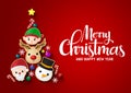 Christmas tree vector background design. Merry chistmas and happy ne year greeting typography.