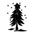 Christmas tree black silhouette vector illustration Royalty Free Stock Photo