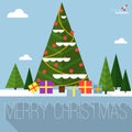 Christmas tree vector greeting card. Royalty Free Stock Photo