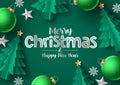 Christmas tree vector greeting card. Merry christmas greeting text Royalty Free Stock Photo