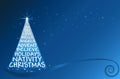Christmas tree vector greetings blue card Royalty Free Stock Photo