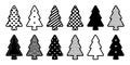 Christmas tree vector icon polka dot striped Santa Claus heart checked cartoon symbol illustration design Royalty Free Stock Photo