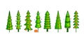 Christmas tree vector icons set, new year pine icon with balls decorated. Vector illustration Royalty Free Stock Photo