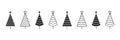 Christmas tree vector icons set. Various pine tree symbol. Simple linear xmas trees logo Royalty Free Stock Photo