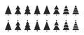 Christmas tree vector icons set. Various pine tree symbol. Simple xmas trees logo