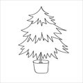 Christmas tree. Vector illustration in doodle style. Isolated object on a white background. New Year elements design  for  winter Royalty Free Stock Photo