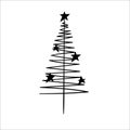 Christmas tree. Vector illustration in doodle style. Isolated object. New Year elements design for winter holidays.