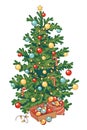 Christmas tree. Vector illustration. Isolated on white background