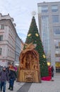 Christmas tree on Wenceslas Square of Prague, Czech Republic