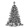 Christmas tree on a white background. sketch Royalty Free Stock Photo