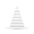 Christmas tree of white layered triangles on white background. 3D vector illustration with dropped shadow